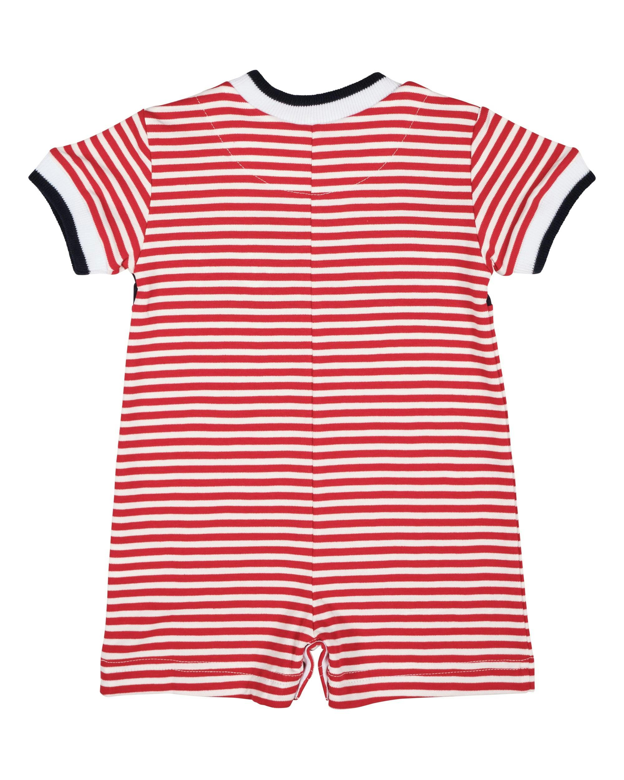 Stripe Knit Shortall With Nautical Applique