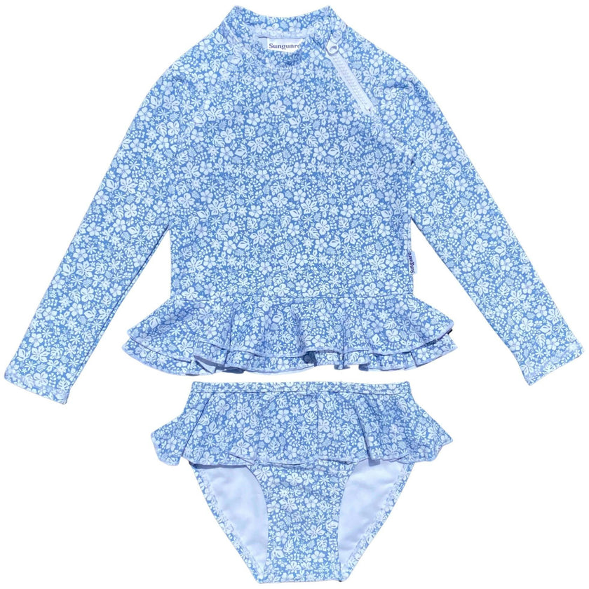 Reese 2-Piece Long Sleeve Peplum Top & Bottom Swimwear