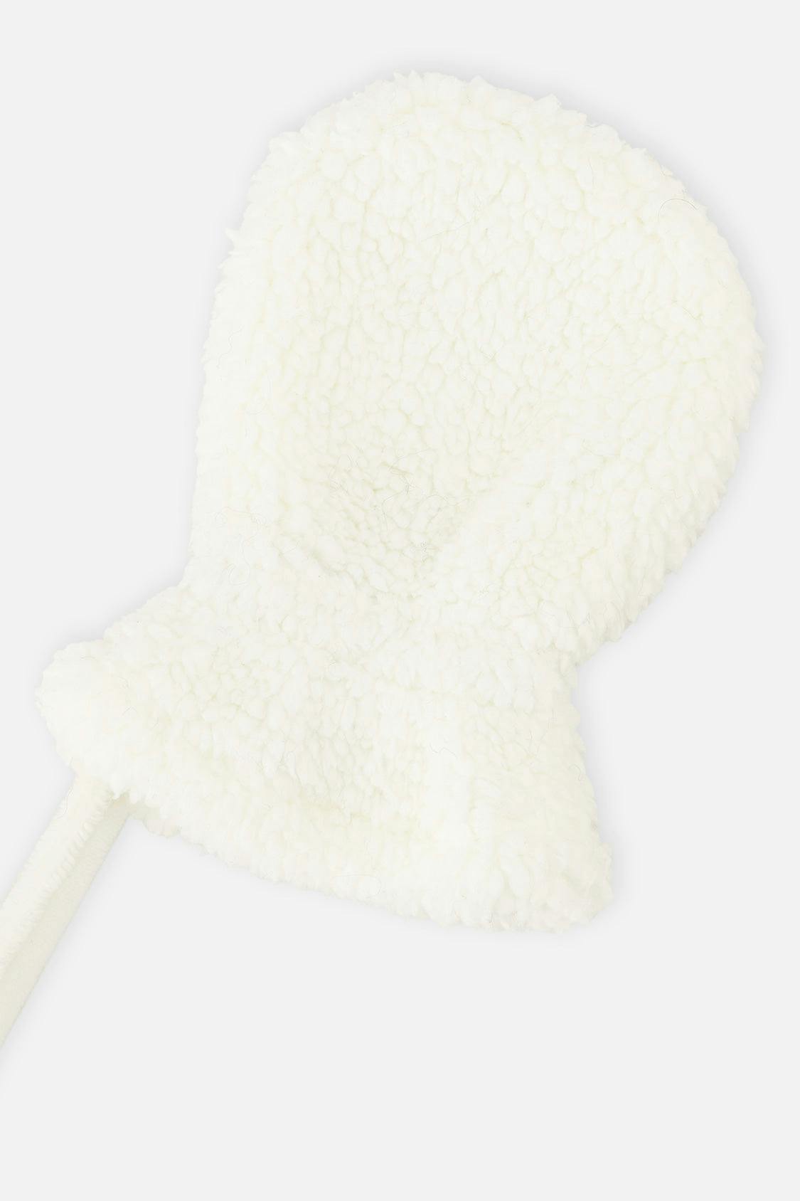 Infant Sherpa Mittens With String Off-White
