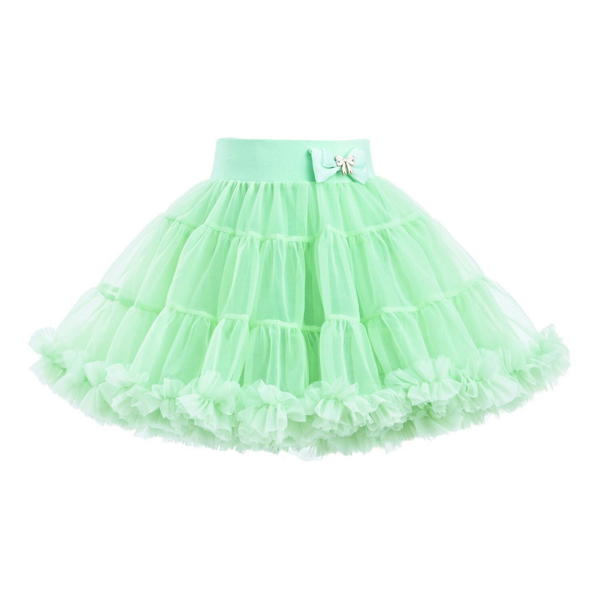 Green Pastel Bow Tulle Skirt