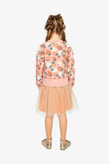 Bi-Material Dress Pink Strawberry Print