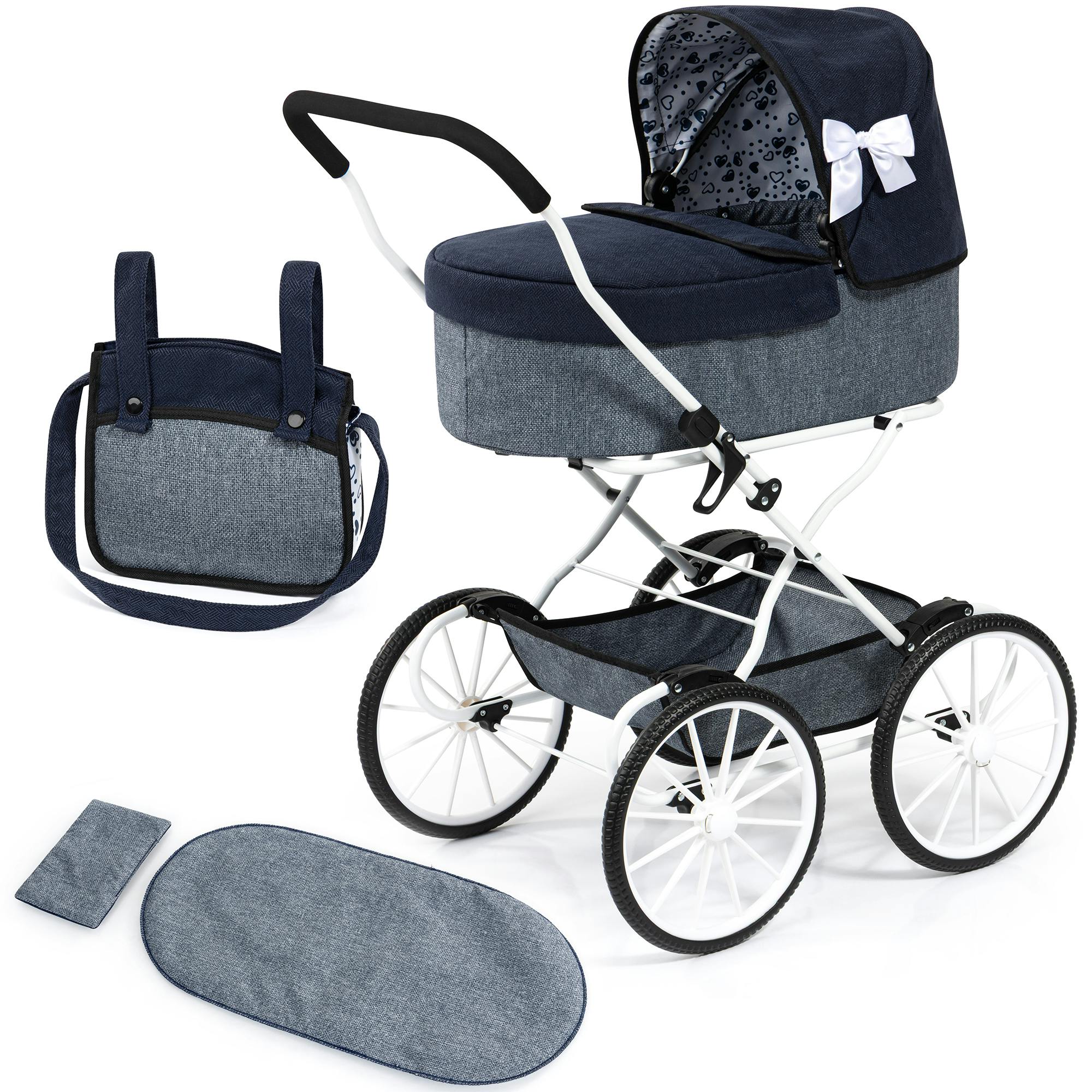 Bayer Design Dolls: Pram Classic - Navy & Grey
