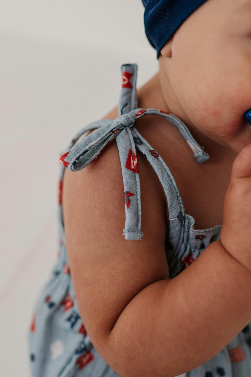 Baby Girl Tie-Smocked Bodysuit in American Cowgirl