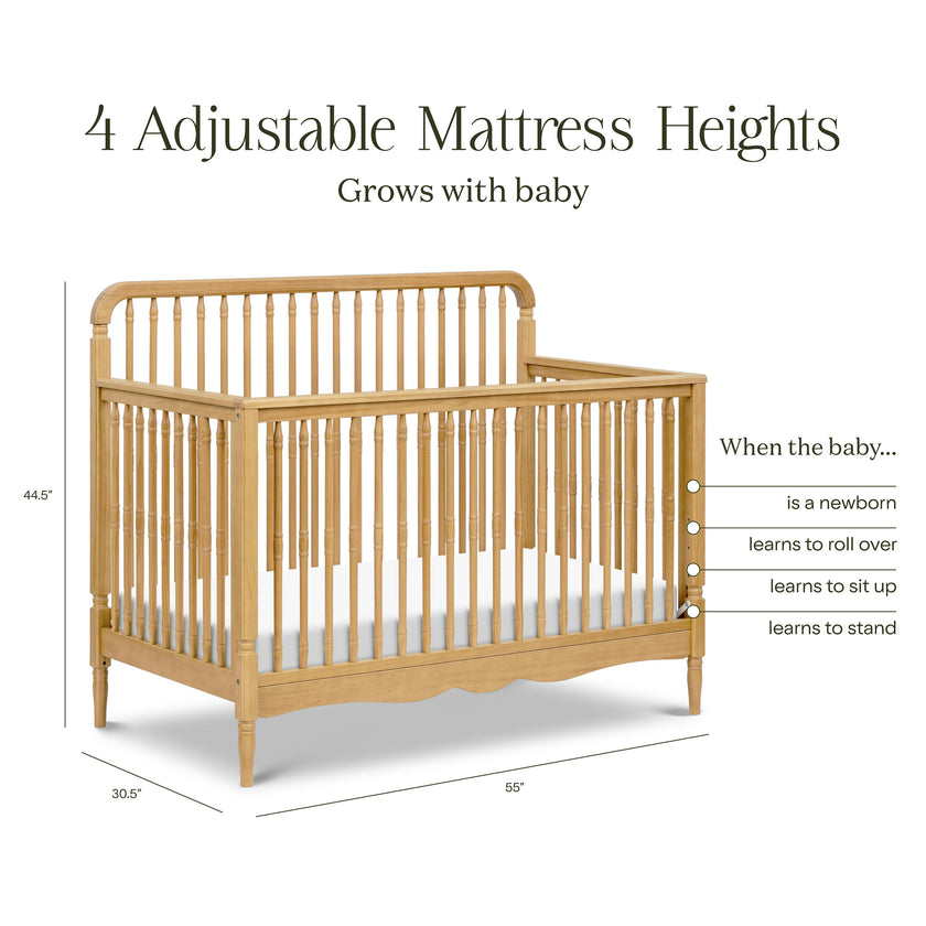 Liberty 4-in-1 Convertible Spindle Crib in Honey
