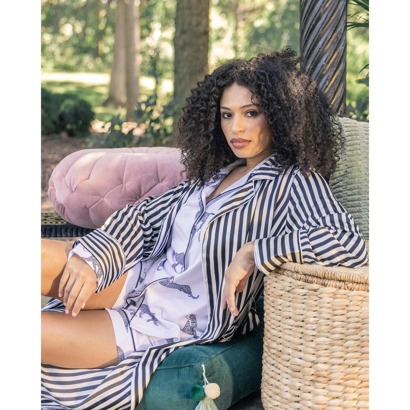 Women's Pima Long Sleeve Short Set in Panthère de Paris