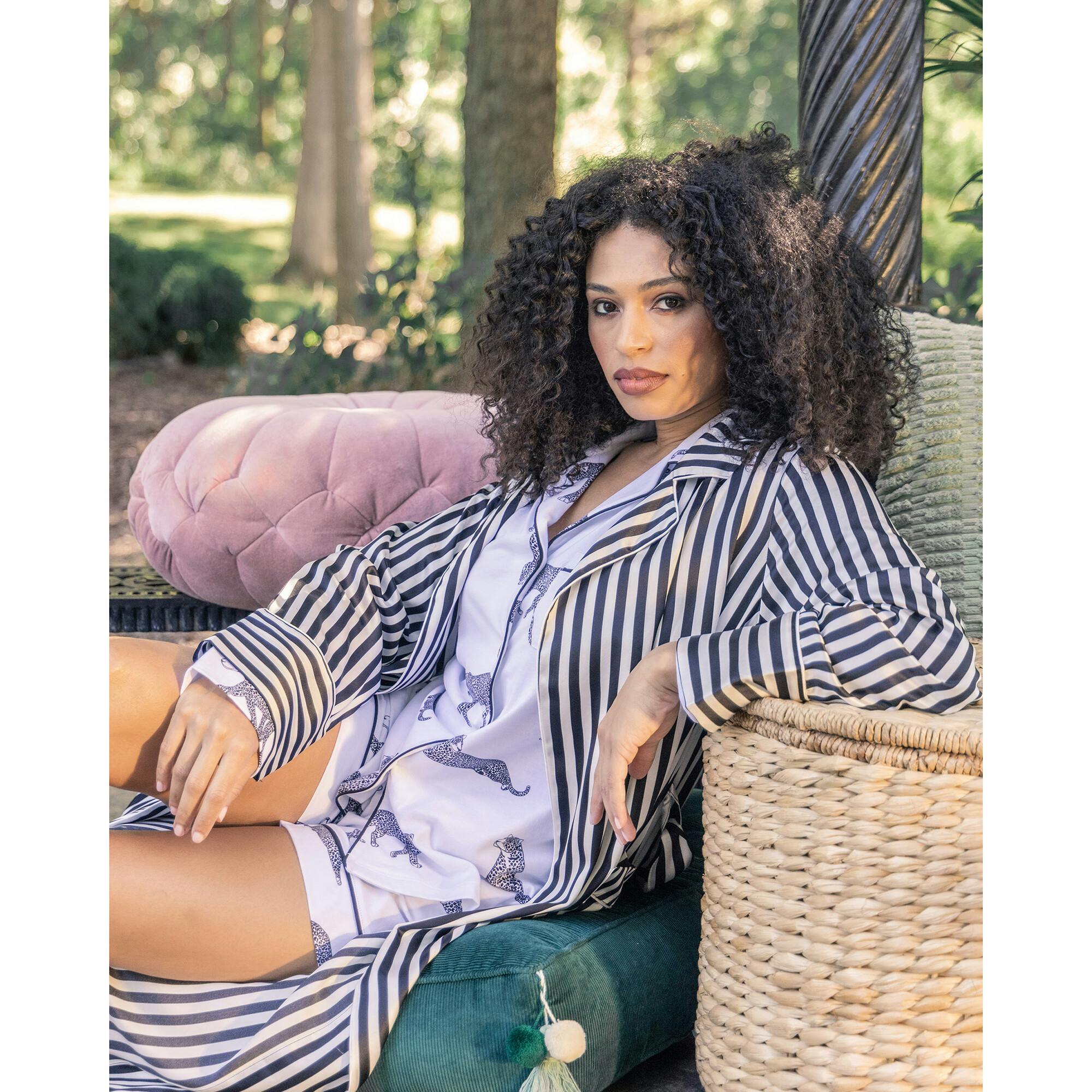 Women's Pima Long Sleeve Short Set in Panthère de Paris