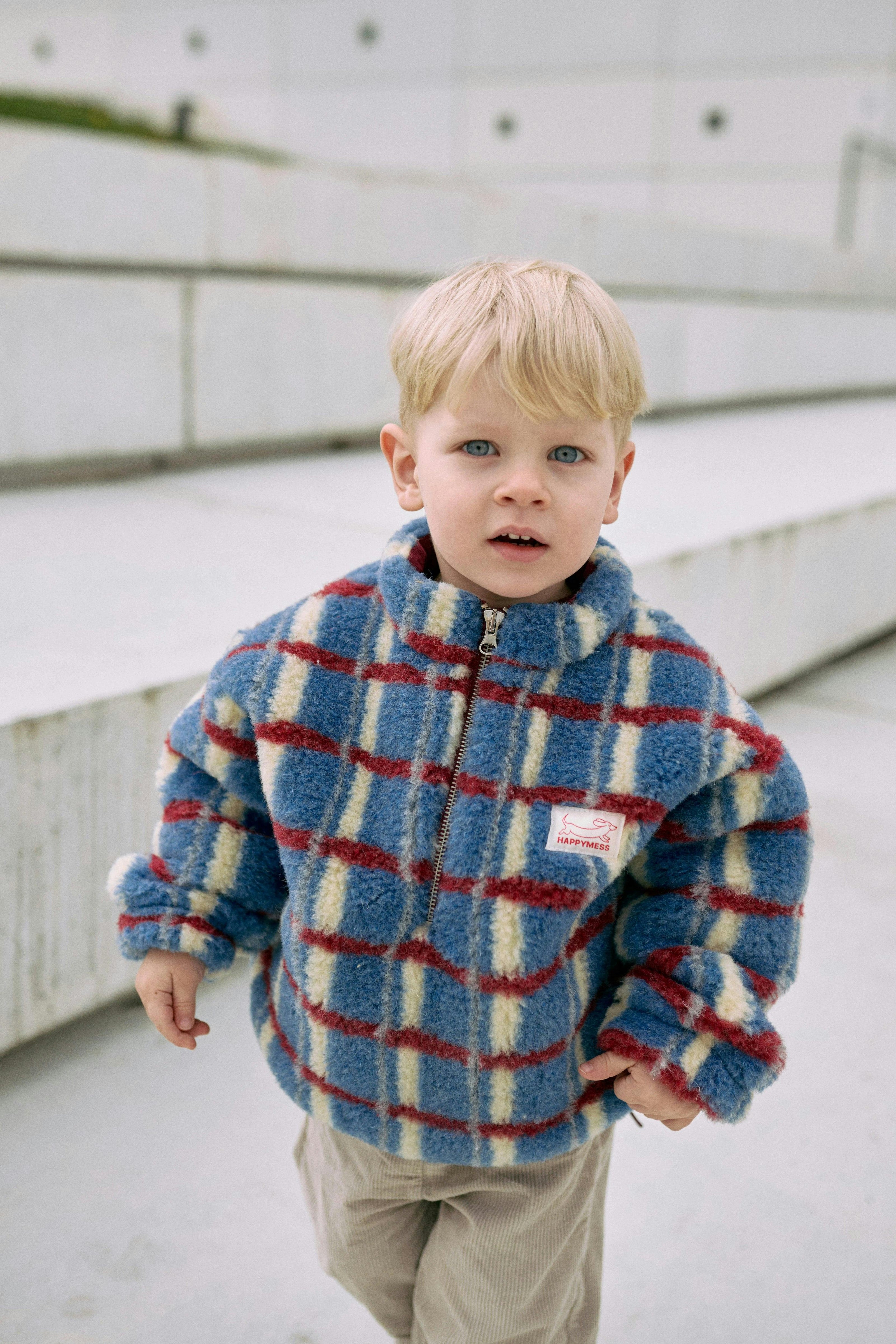 children's merino wool kangaroo jacket - shadow blue