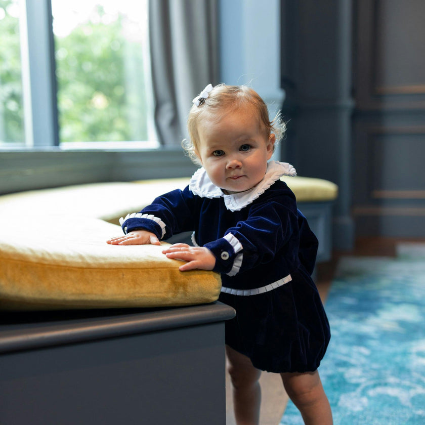 Long Sleeve Grace Bubble in Midnight Blue Velvet