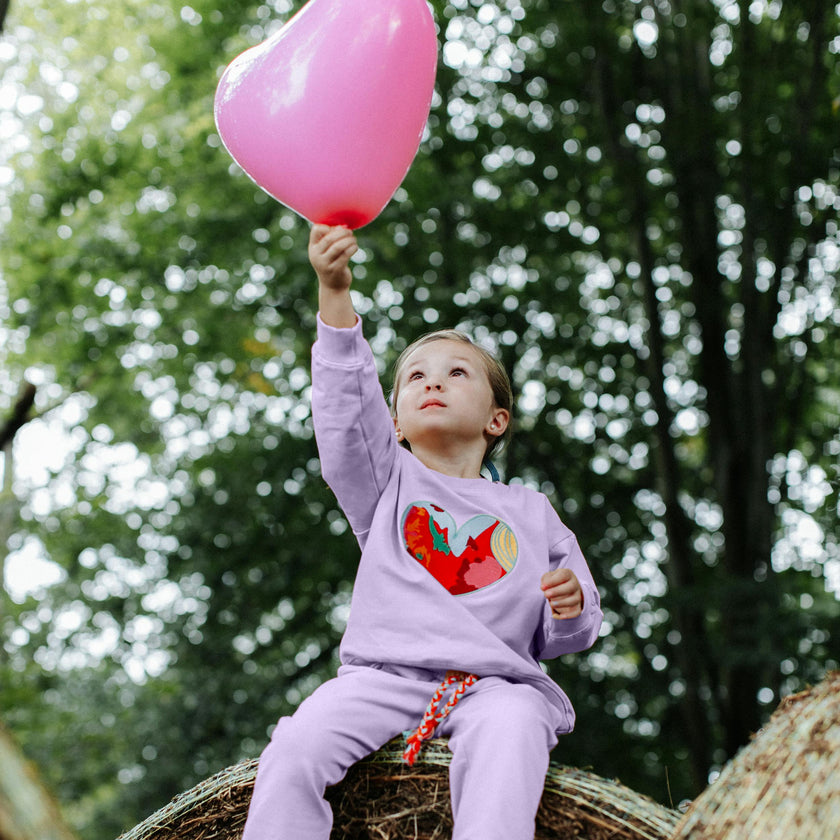 Pink Fun Heart Sweatshirt & Sweatpants Set