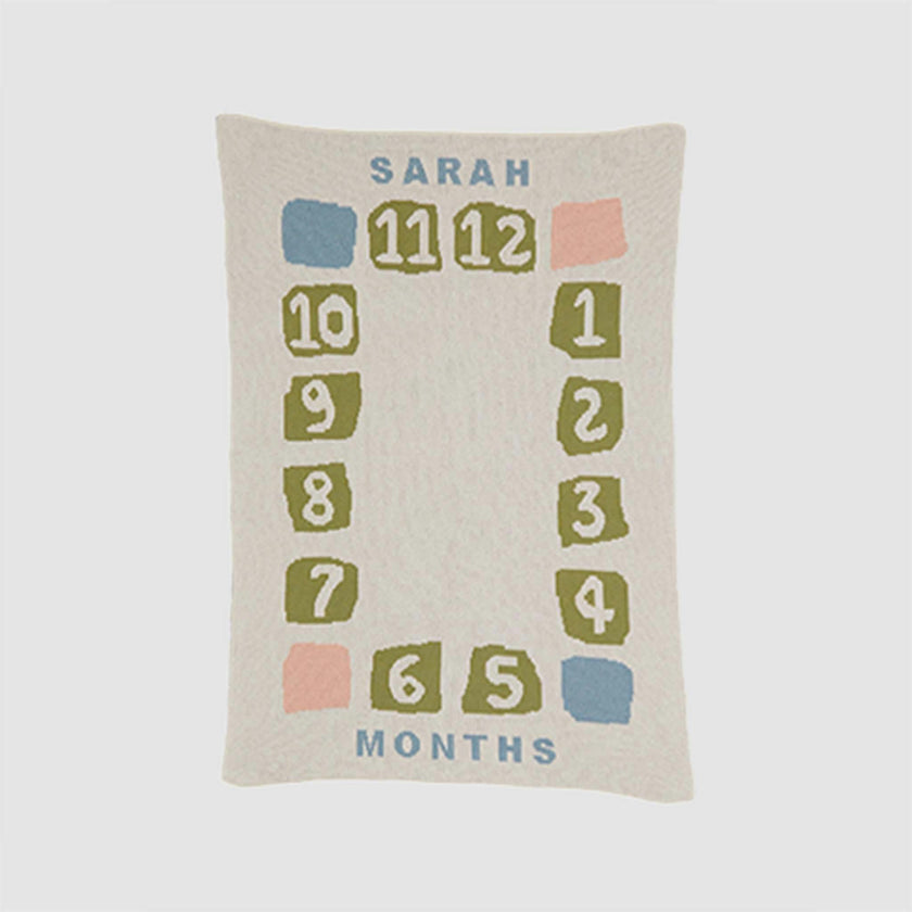 Custom Personalized Baby Sustainable Knit Throw Blanket - Block Milestone