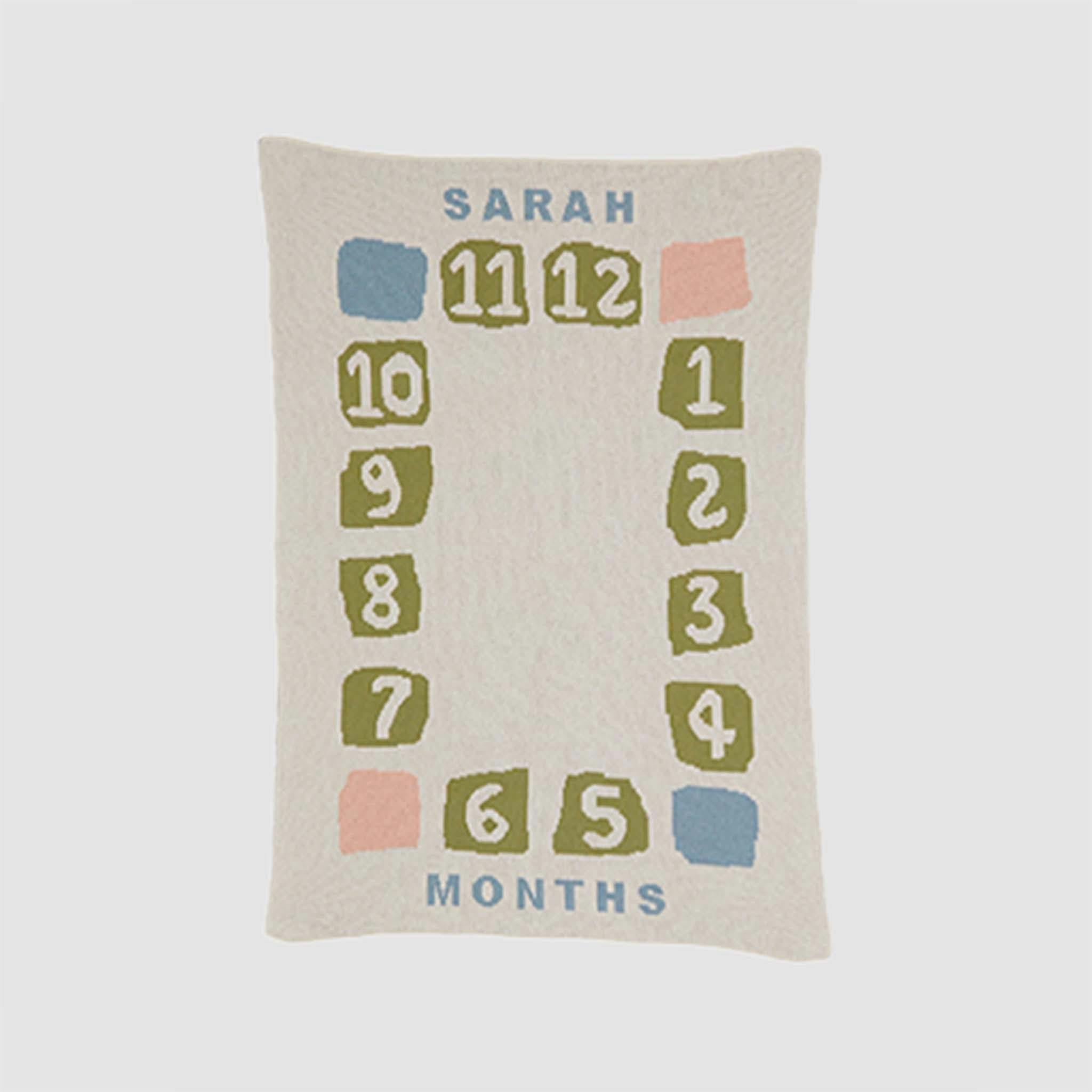 Custom Personalized Baby Sustainable Knit Throw Blanket - Block Milestone