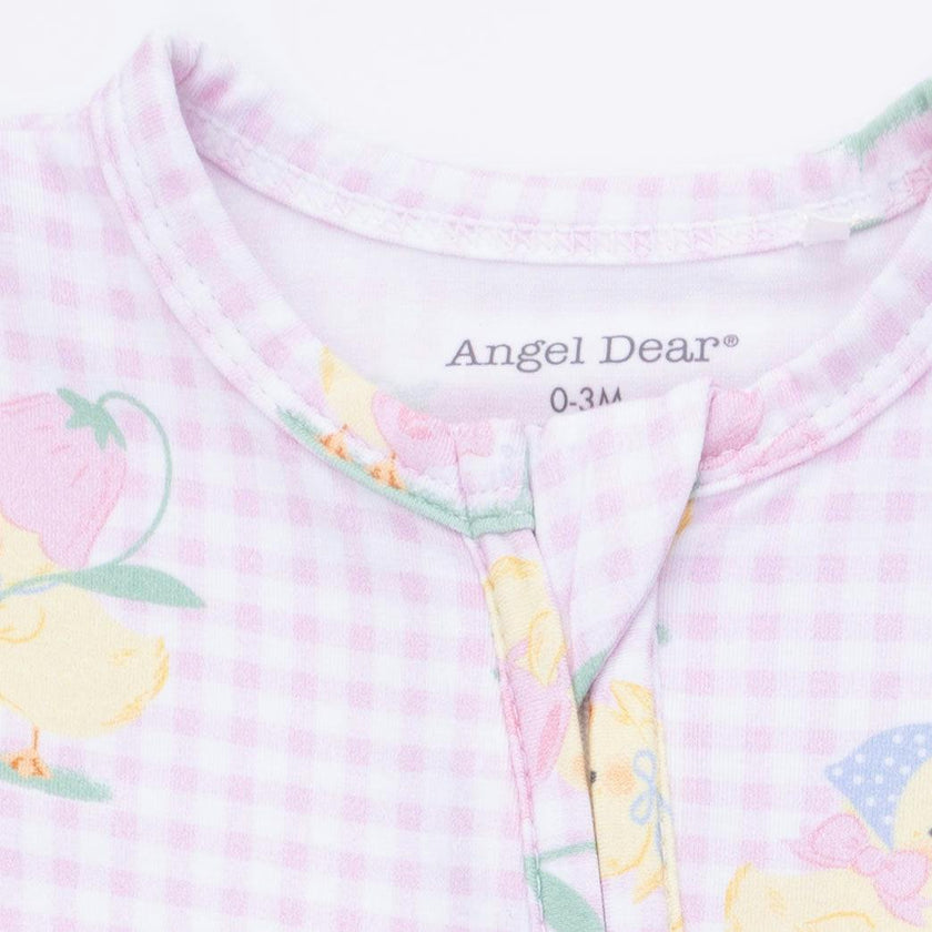 Vintage Spring Ducklings Pink - 2 Way Zipper Footie