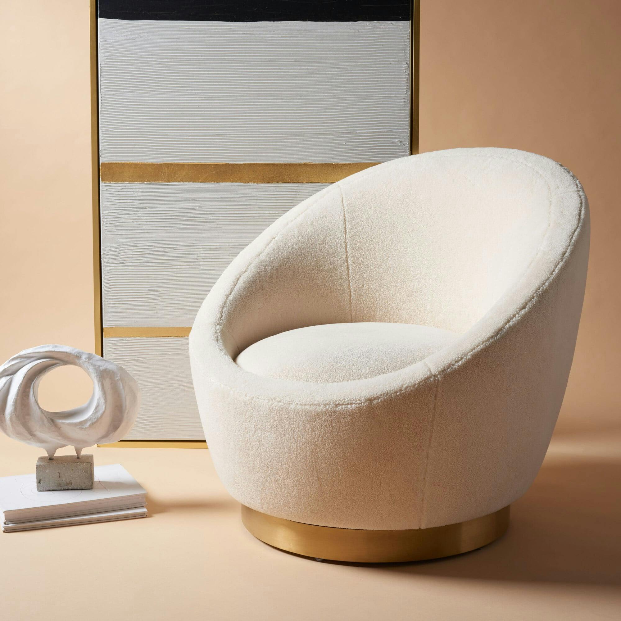 Pippa Faux Wool Swivel Chair