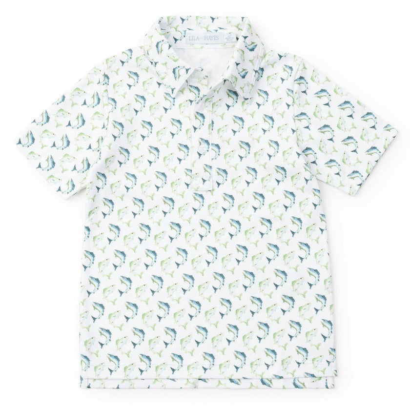 Griffin Boys' Pima Cotton Polo Golf Shirt - Jumping Trout