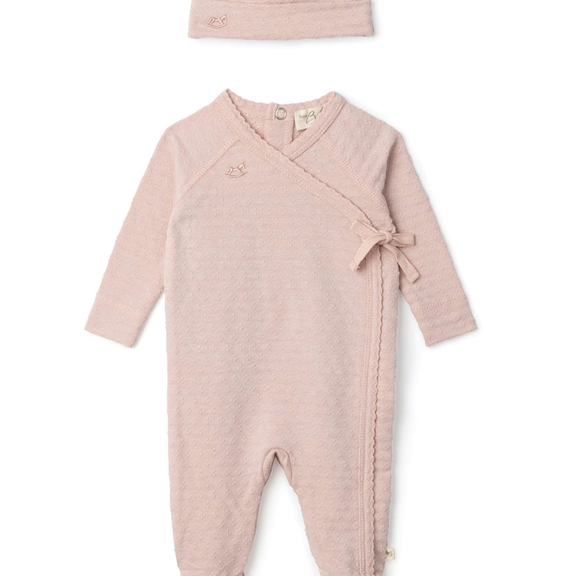Embossed Diamond Wrap Onesie Pink