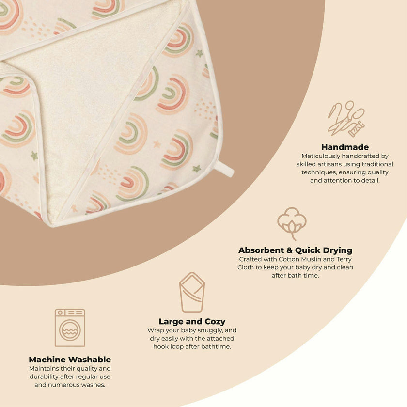 Parker Rainbow Hooded Baby Bath Towel