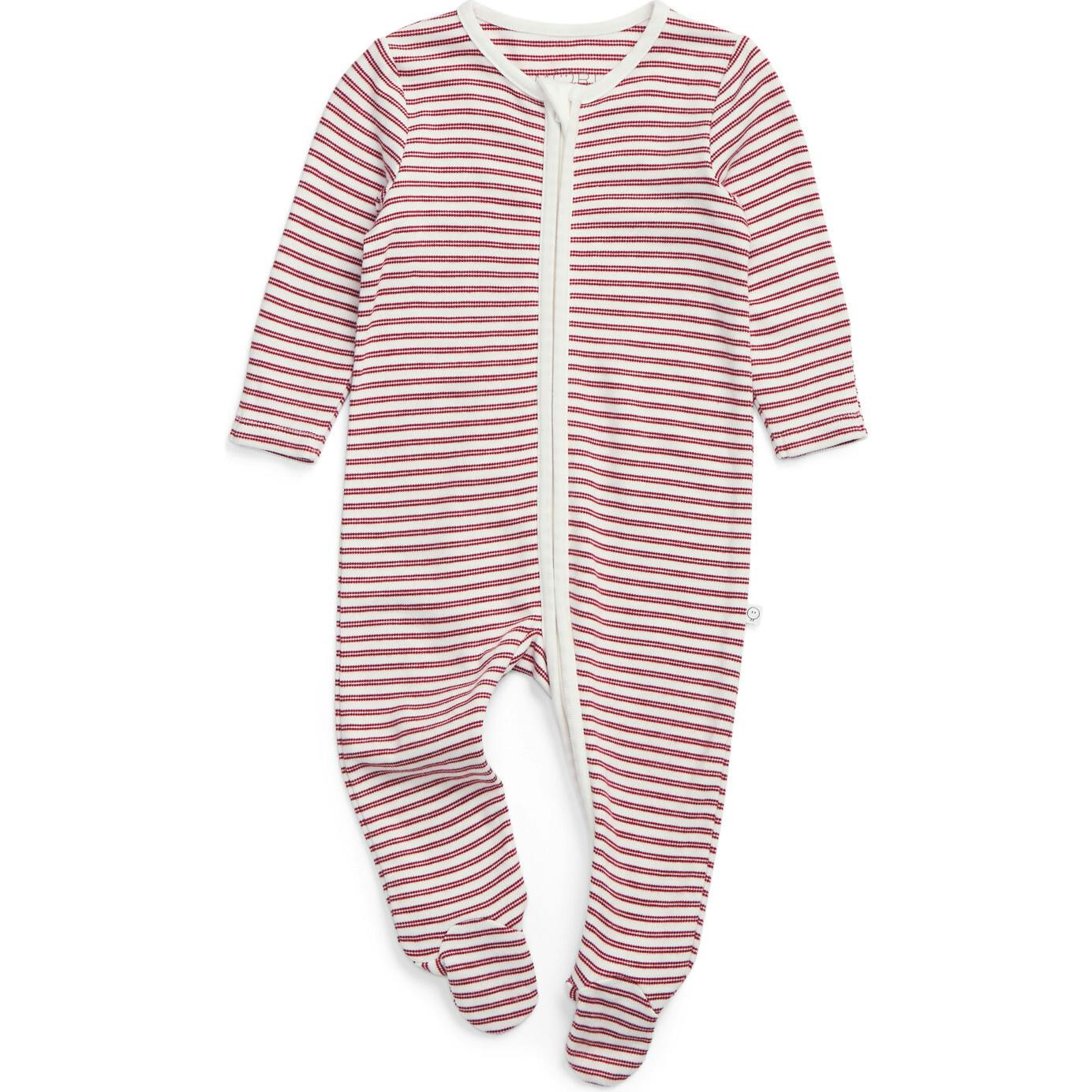 Red Stripe Clever Zip Baby Pajamas