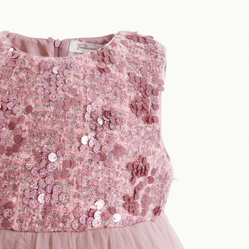 Pink Sequin & Cascading Tulle Gown