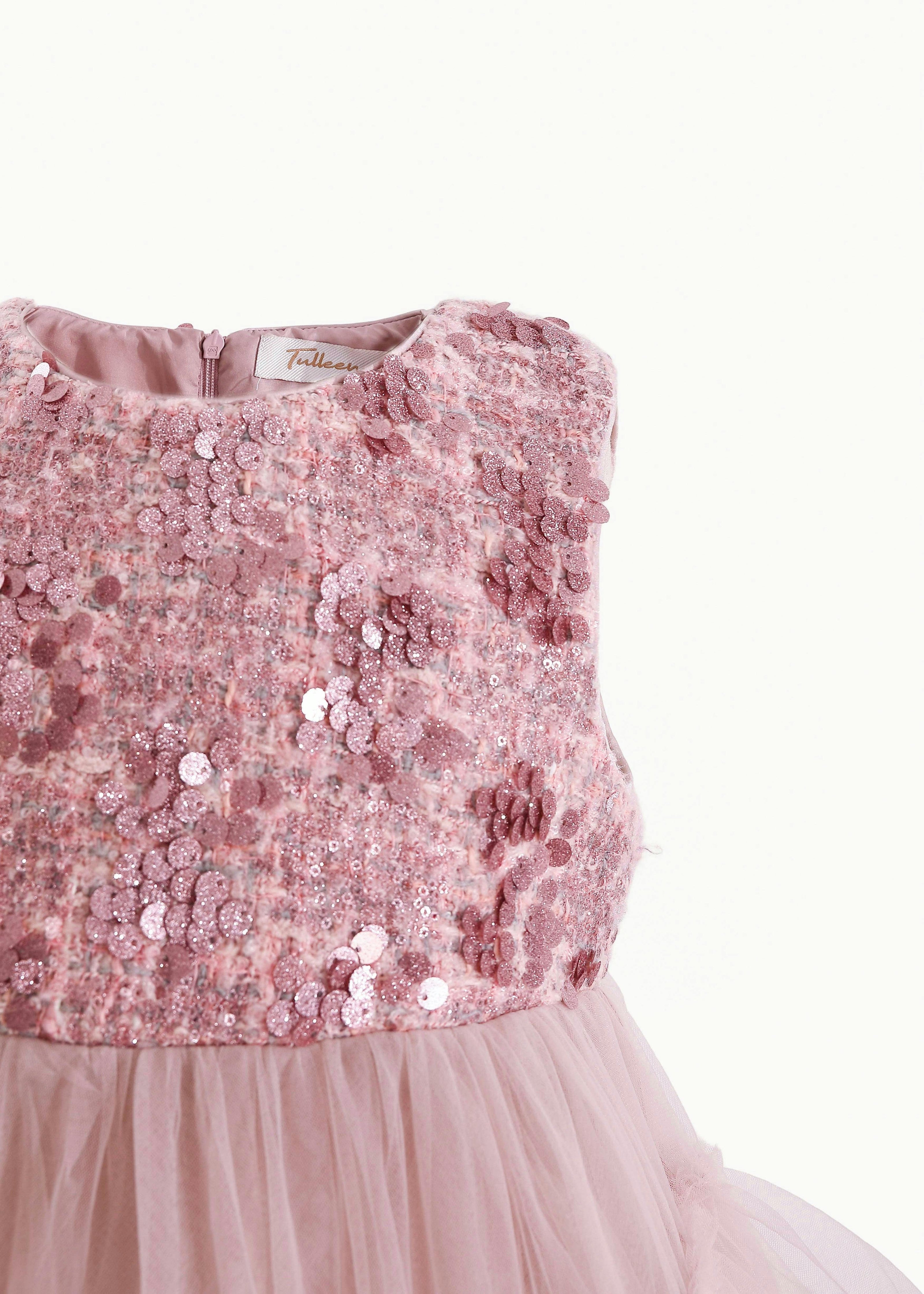 Pink Sequin & Cascading Tulle Gown