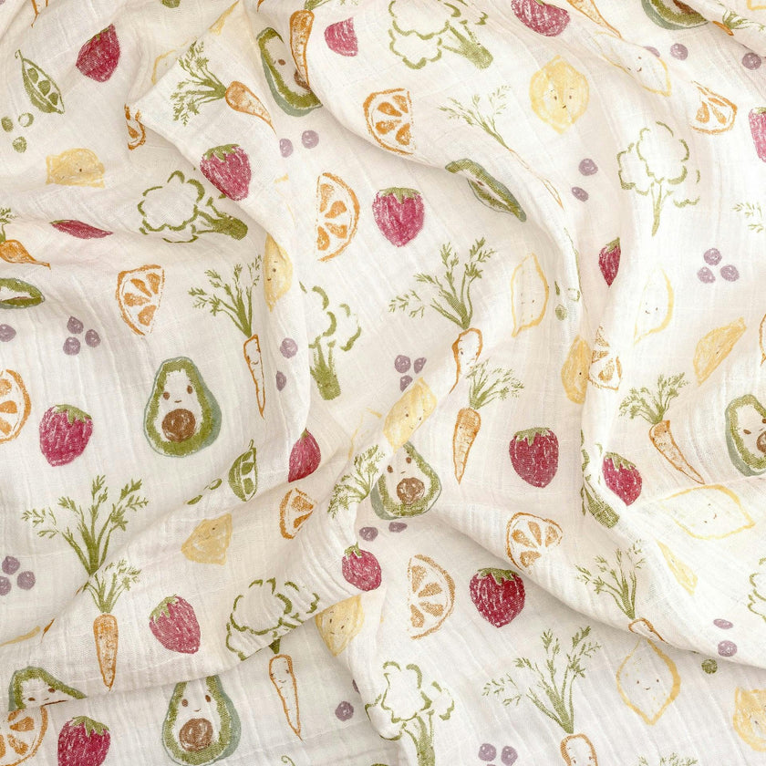 Clementine Cotton Muslin Swaddle Blanket Set (Veggies, Set of 3)