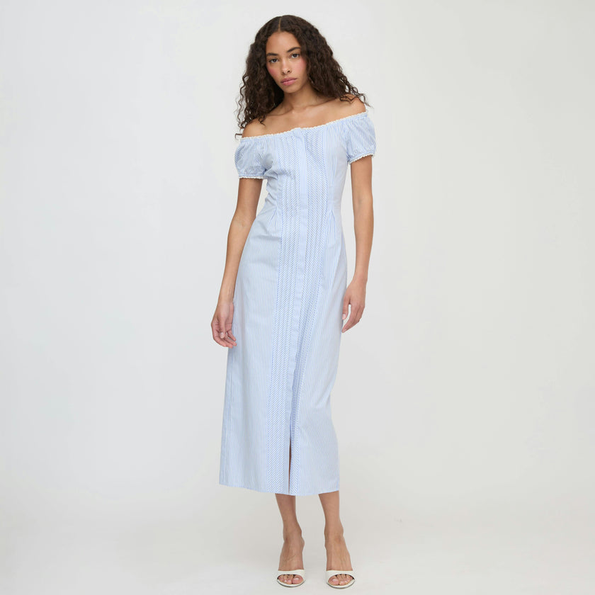 The Madison Dress - Blue/White Stripe