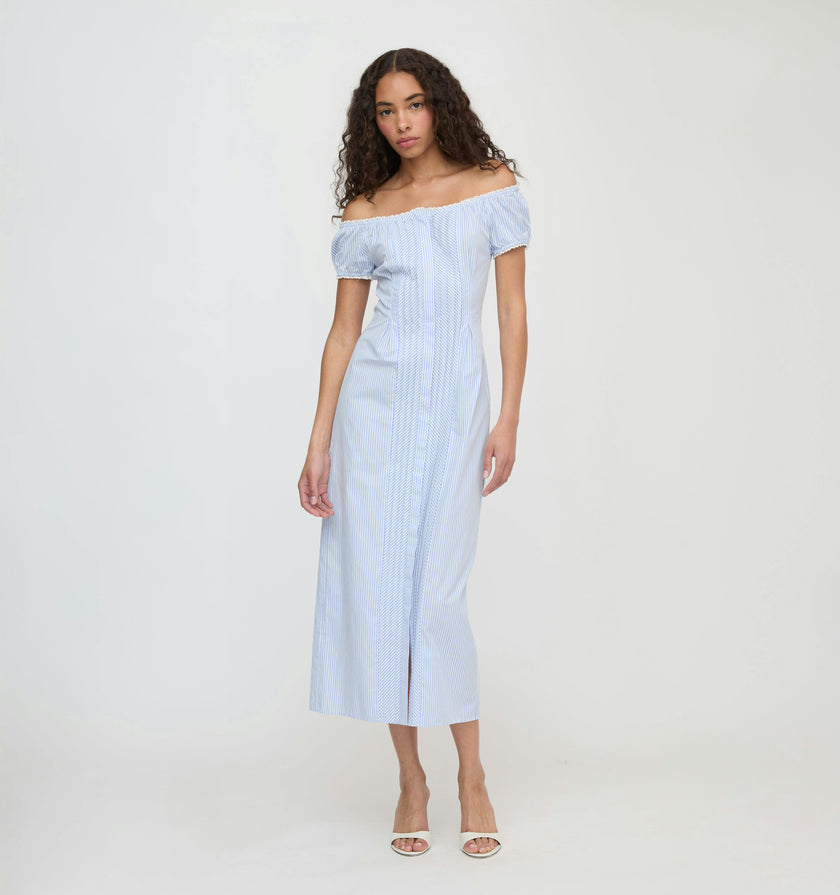 The Madison Dress - Blue/White Stripe