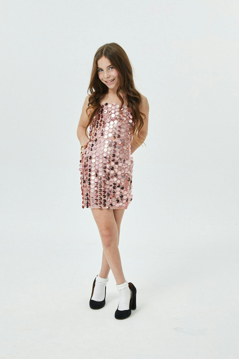 Davie Pink Disco Sequin Dress