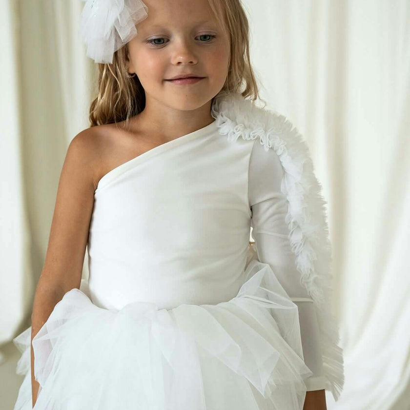 White One Shoulder Tutu Dress