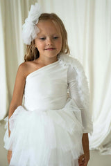 White One Shoulder Tutu Dress