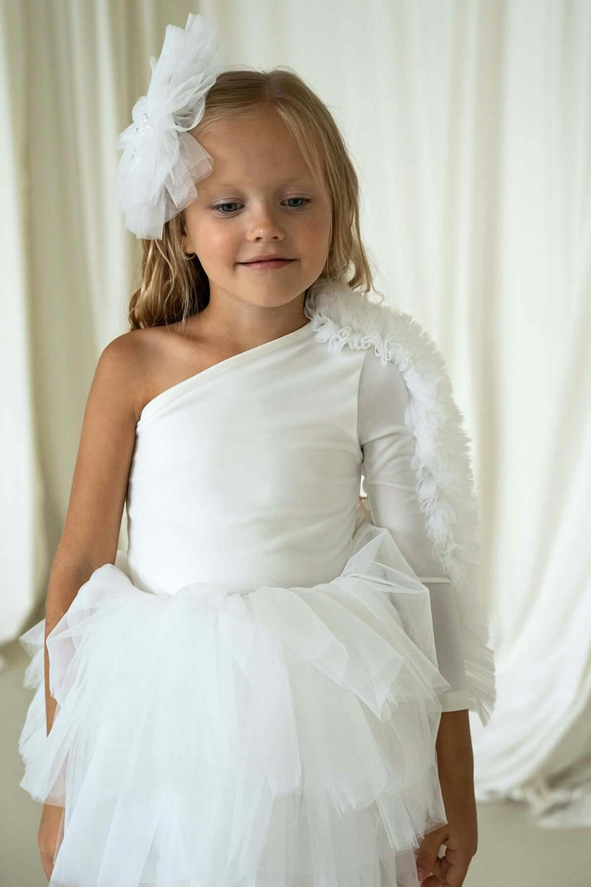 White One Shoulder Tutu Dress