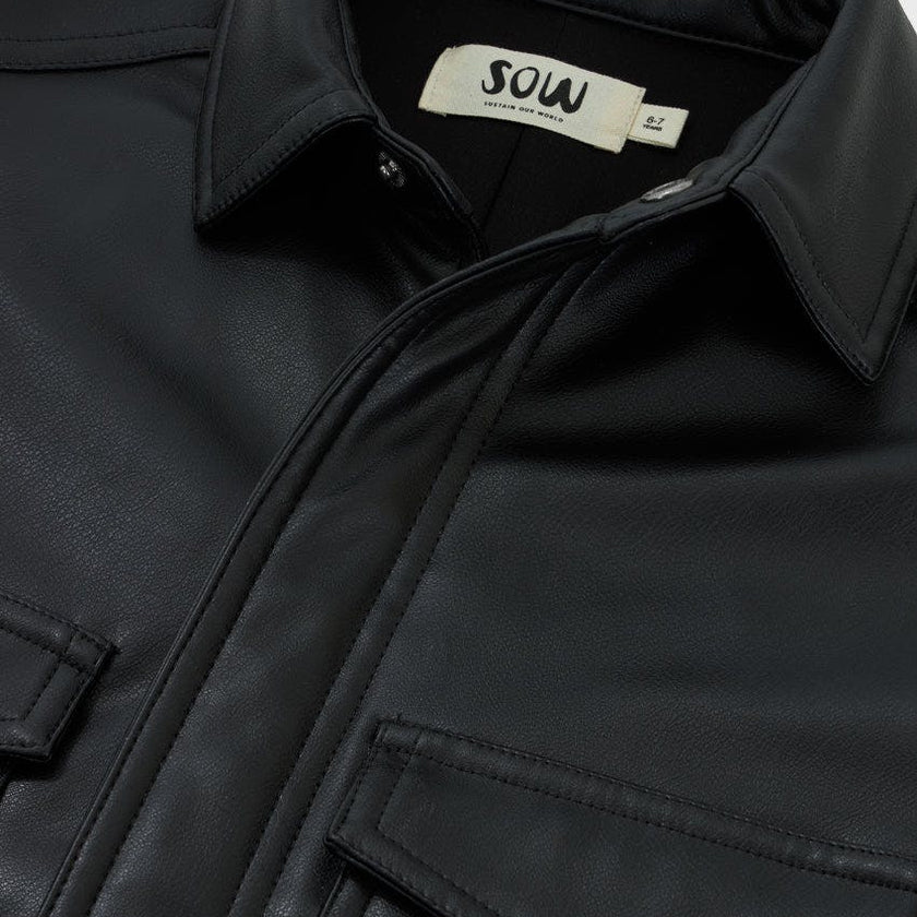 Faux Leather Boxy Shirt