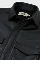 Faux Leather Boxy Shirt