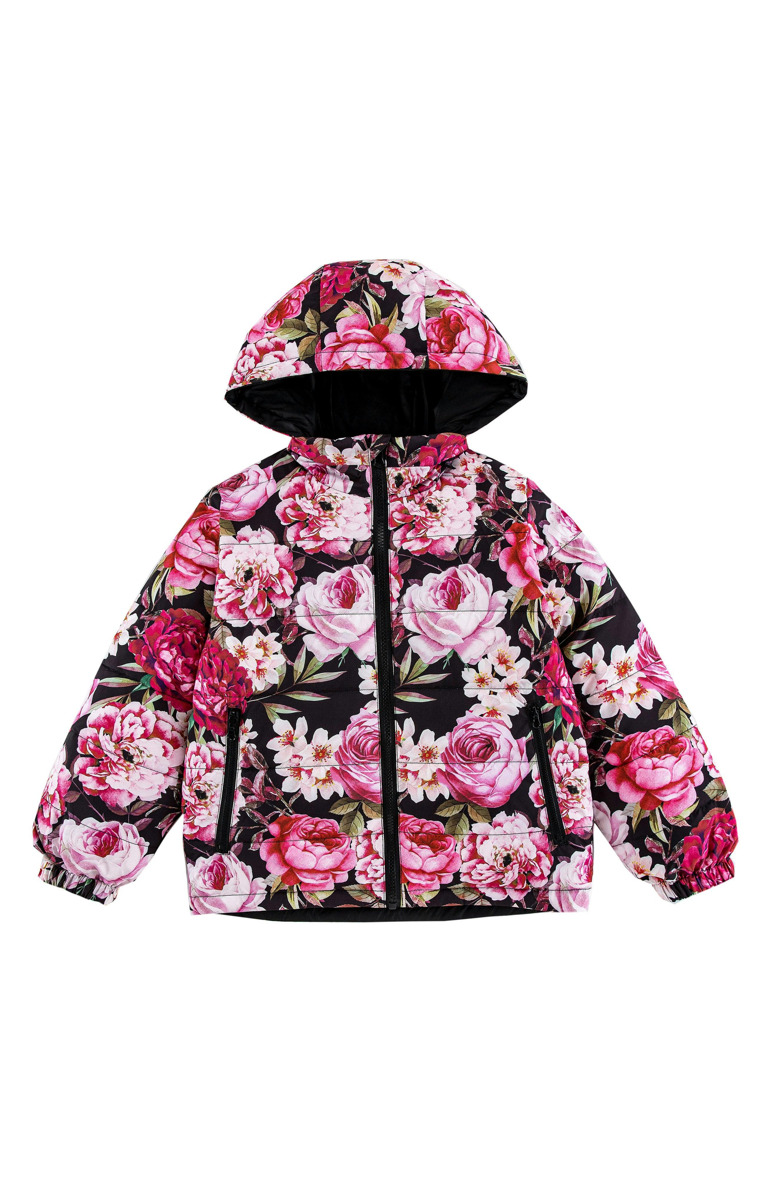 Blake Hooded Reversible Lightweight Down Puffer Jacket, Garden Floral