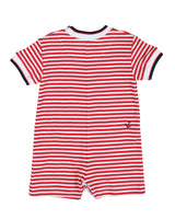 Stripe Knit Shortall With Nautical Embroidery