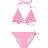 Shirred Halter Neck Tie Front & Bottom Triangle Bikini