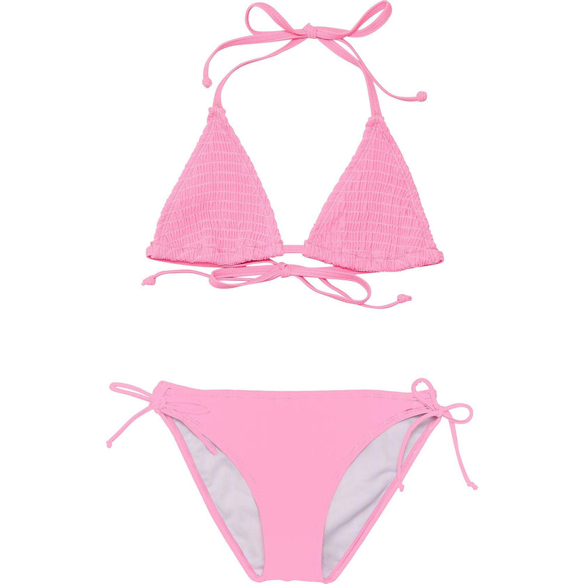 Shirred Halter Neck Tie Front & Bottom Triangle Bikini
