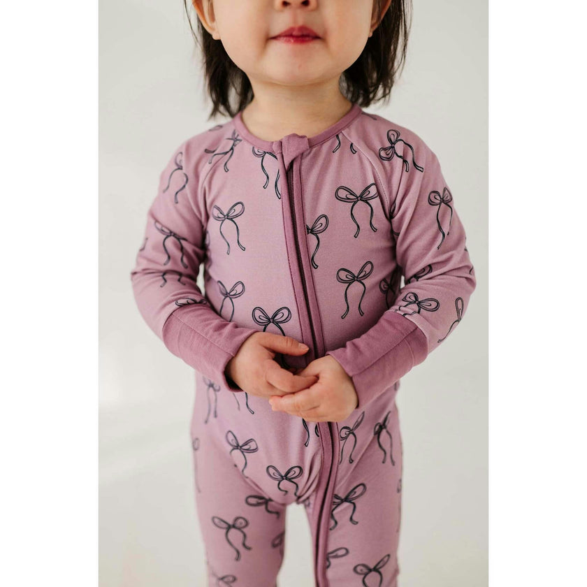 Long Sleeve Zip Romper Hair Bow