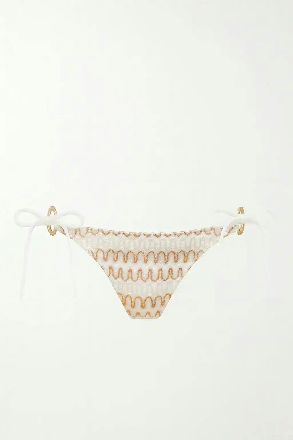 Women's bikini bottoms, white crochet | SUNSET