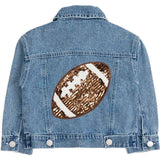 Game Day Football Sequin Patch Denim Jacket