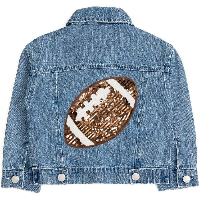Game Day Football Sequin Patch Denim Jacket