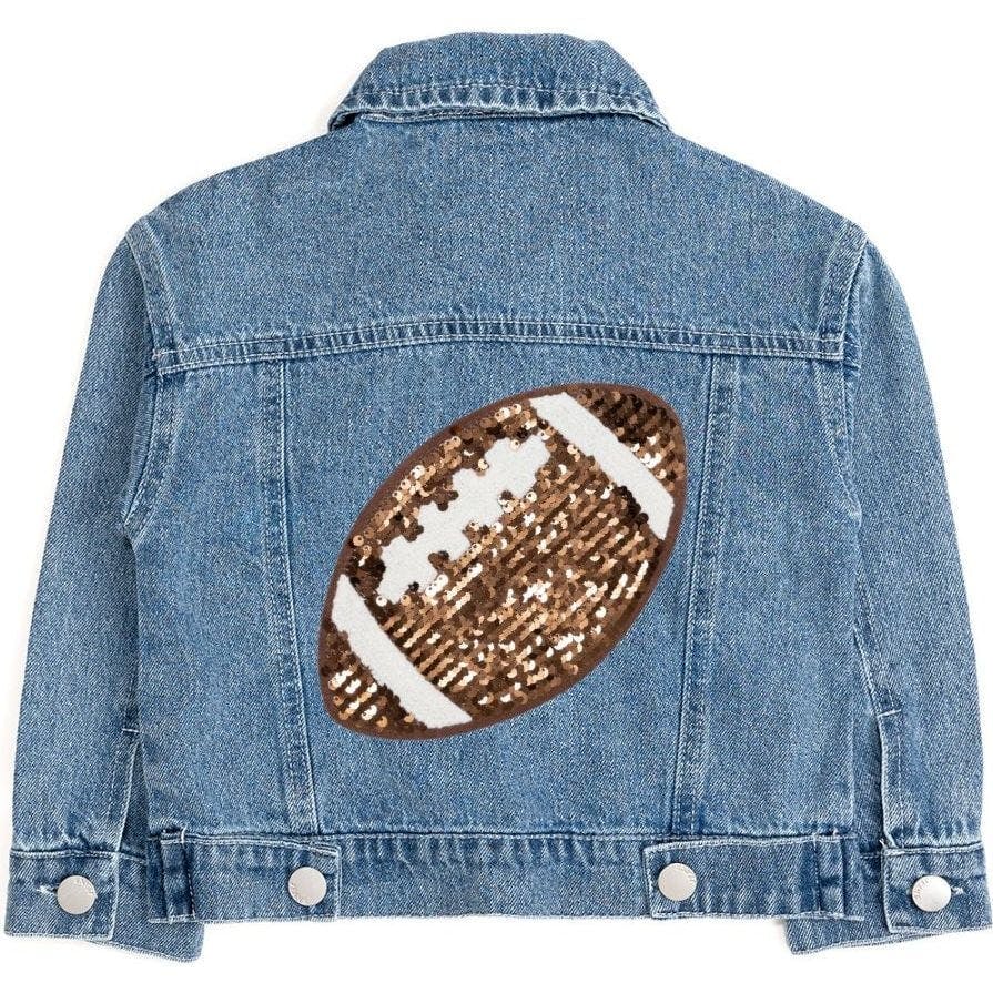 Game Day Football Sequin Patch Denim Jacket