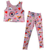 Good Vibes Crop Tank And Legging Sport Set