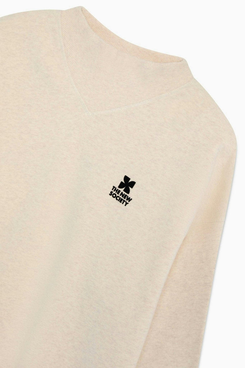 TNS Logo Rib Collar Woman Sweatshirt Whisper White Melange