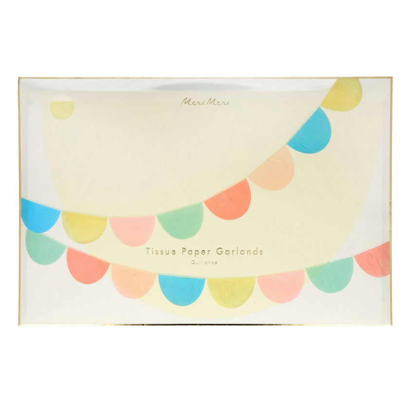 Rainbow Tissue Paper Scallop Garland Set