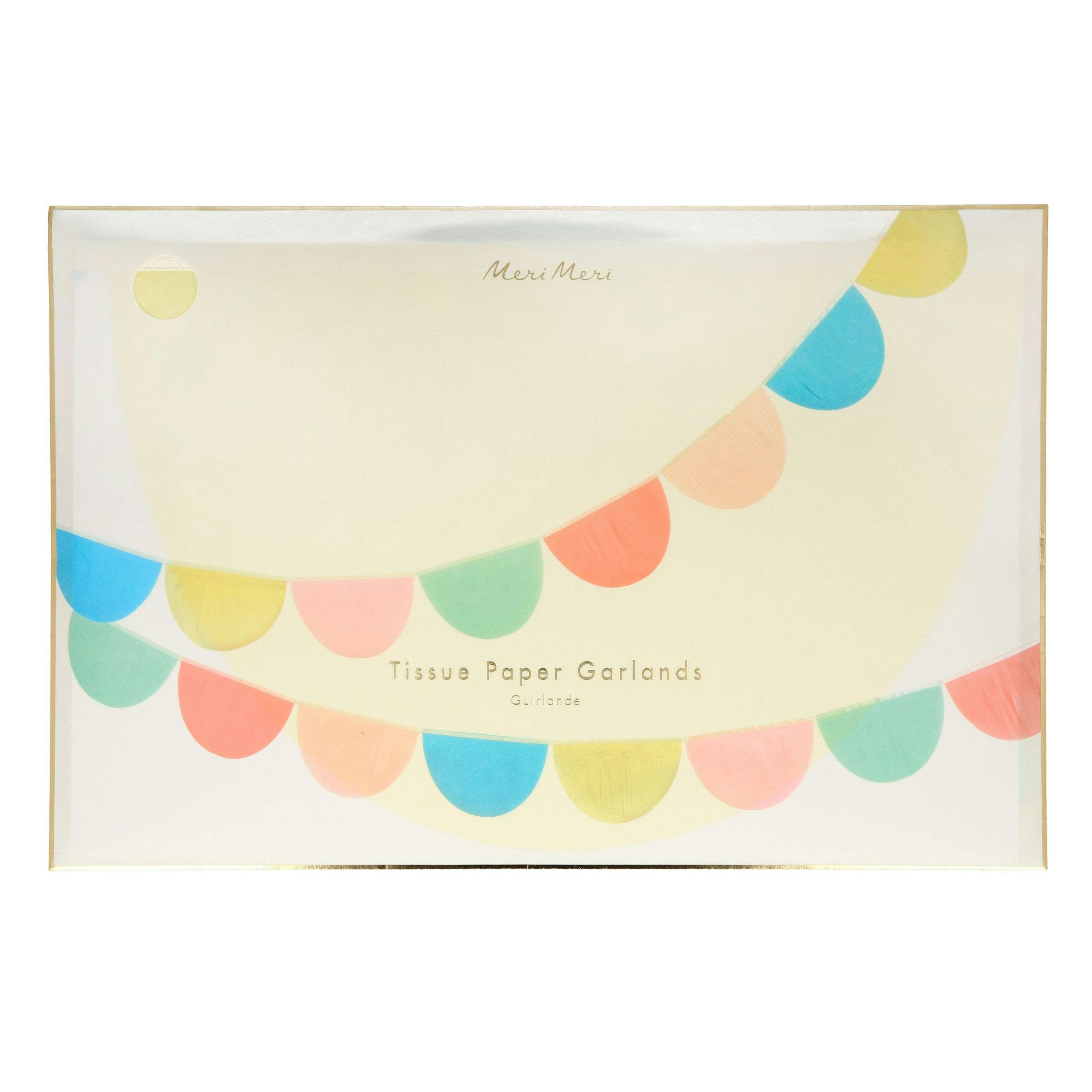 Rainbow Tissue Paper Scallop Garland Set