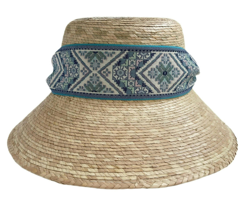 Clematis Bucket Hat - Vintage Blue Azure Tapestry Short Ribbon