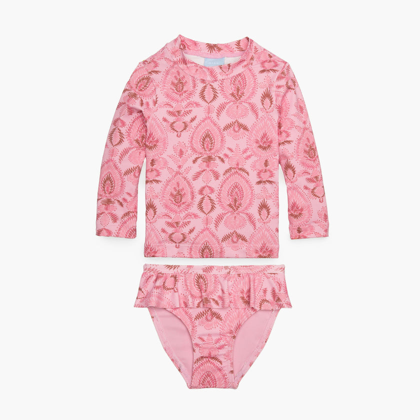 The Baby Ariel Rashguard Set - Pink Palm Ikat