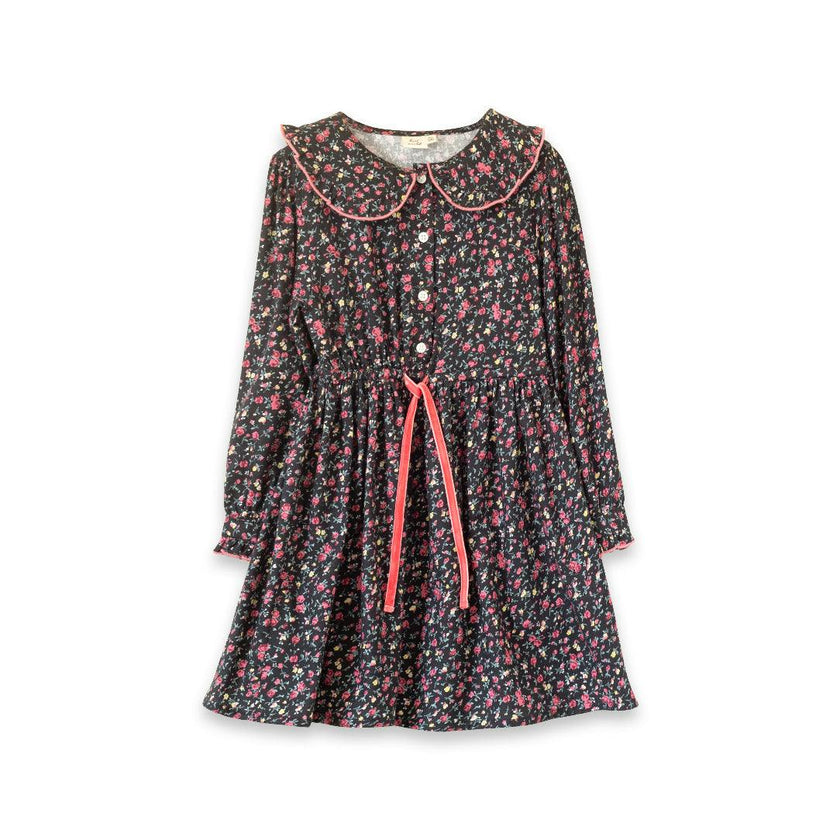 Girls Adelaide Velvet Tie Dress | Ebony Floral