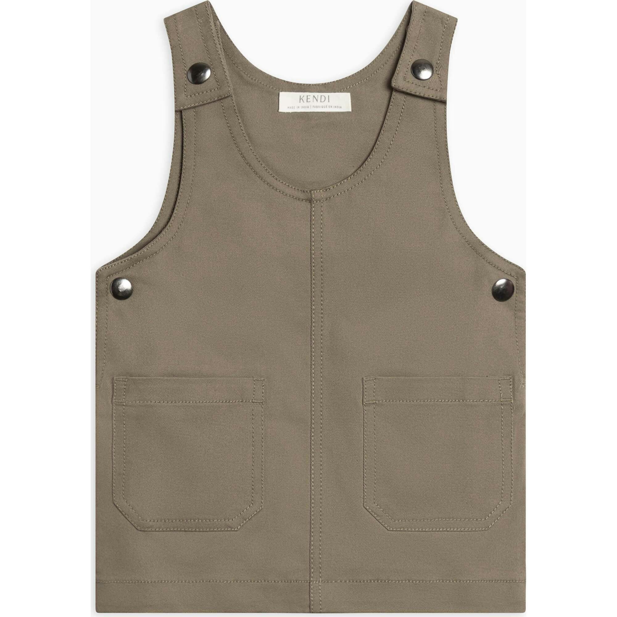 Alma Twill Jumper Dress - Olive
