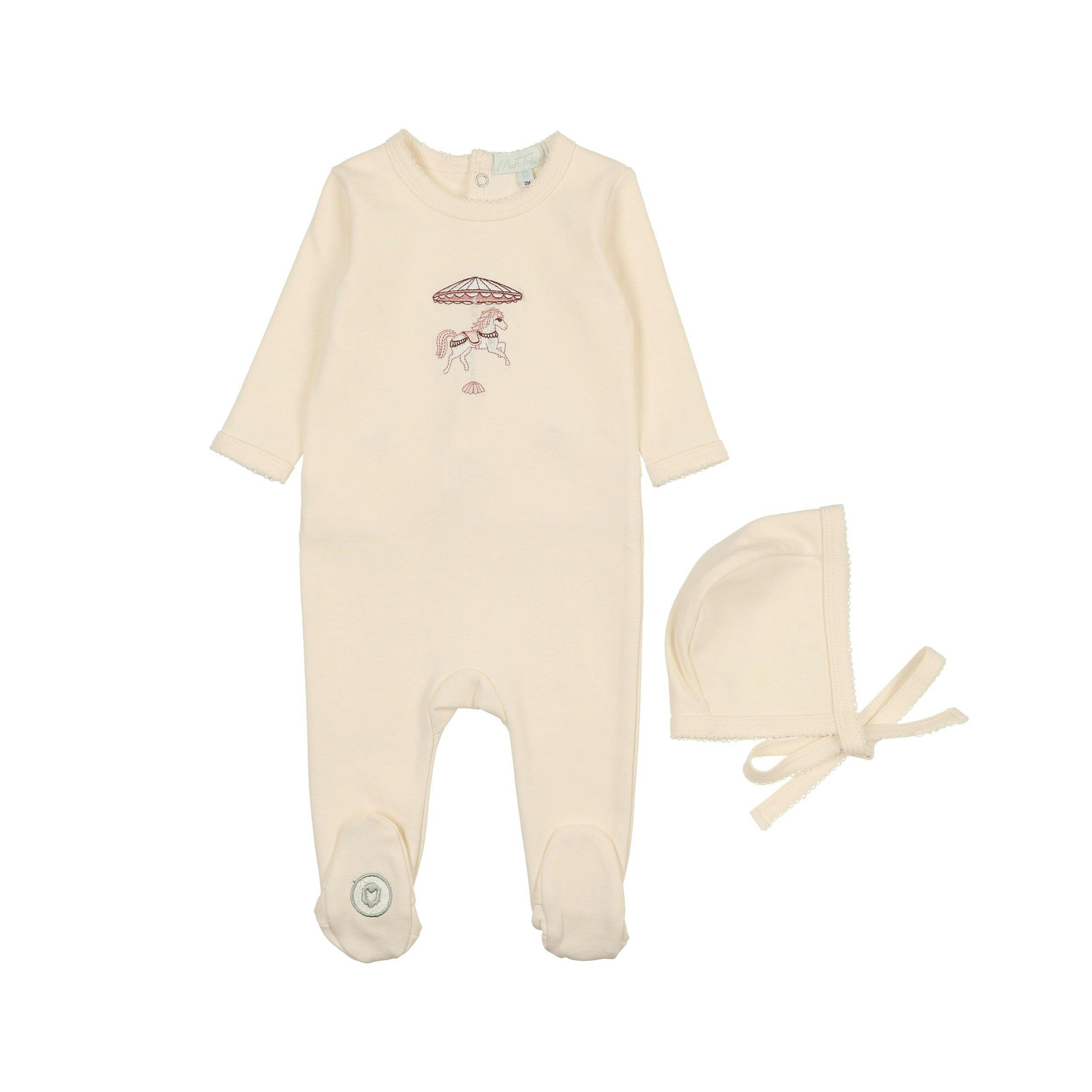 Prancing Footie & Hat Set Barely Pink